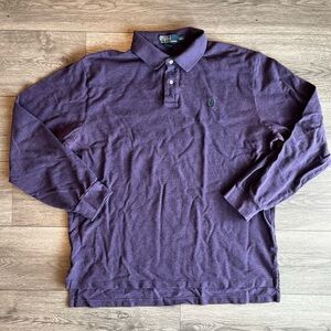 Vintage Polo by Ralph Lauren Long Sleeve Polo Shirt Cotton Purple Plum Green XXL